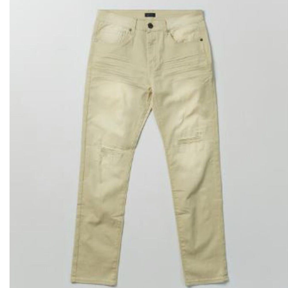 Reason Light Beige Khaki Denim Stretch Style Mens Jeans